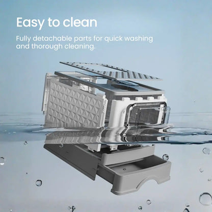 Easy clean top entry cat litter box with pull-out drawer showing quick removal of litter waste