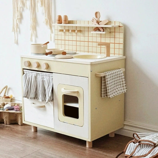 Minimalist Style Creamy Montessori Play Kitchen