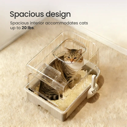 Spacious extra large cat litter box with wide interior for big cats up to 20 lbs and anti-tracking top entry